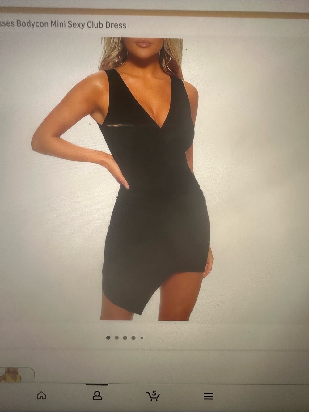 Sleeveless Black V-Neck Asymmetrical Mini Dress